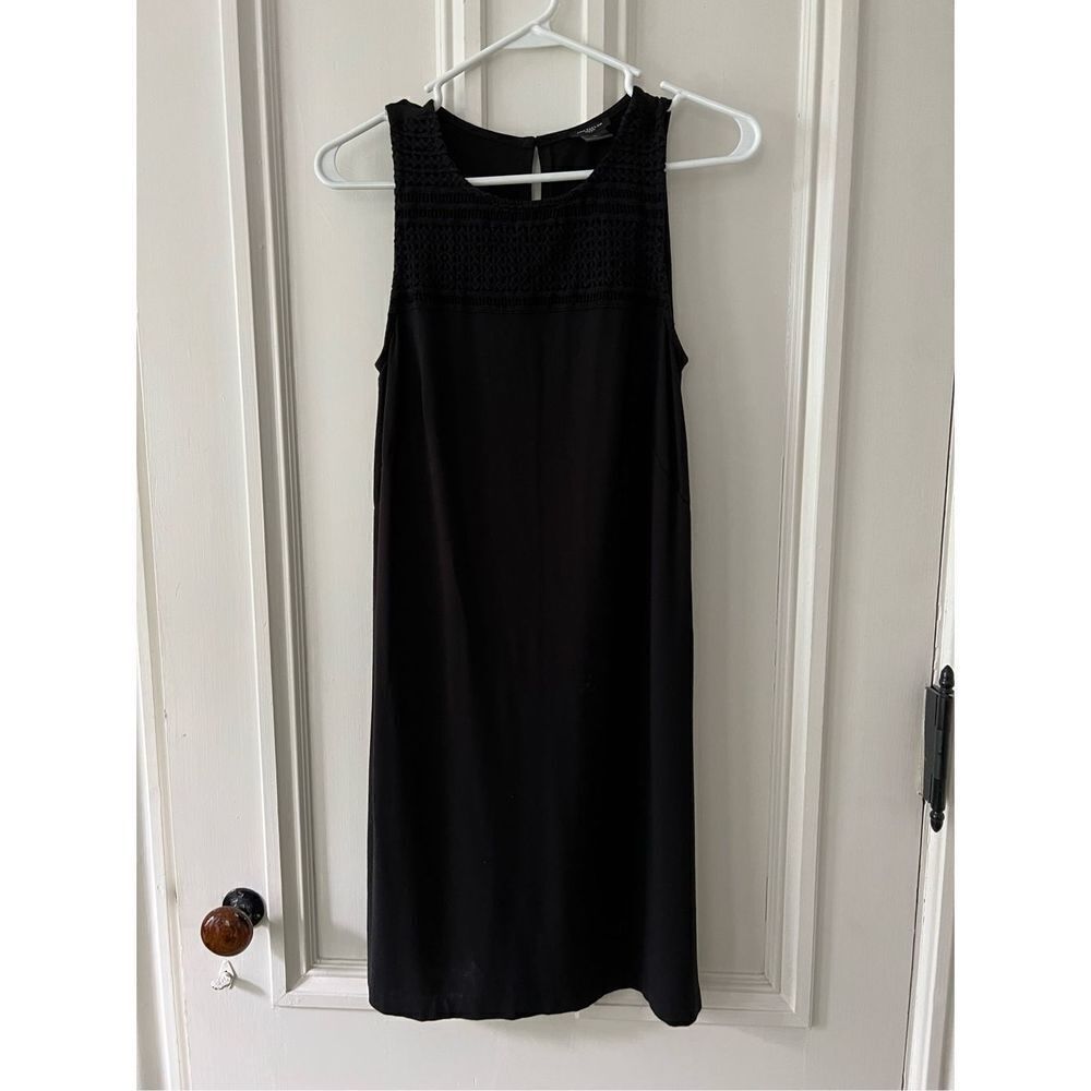 Ann Taylor crocheted front black tank dress S